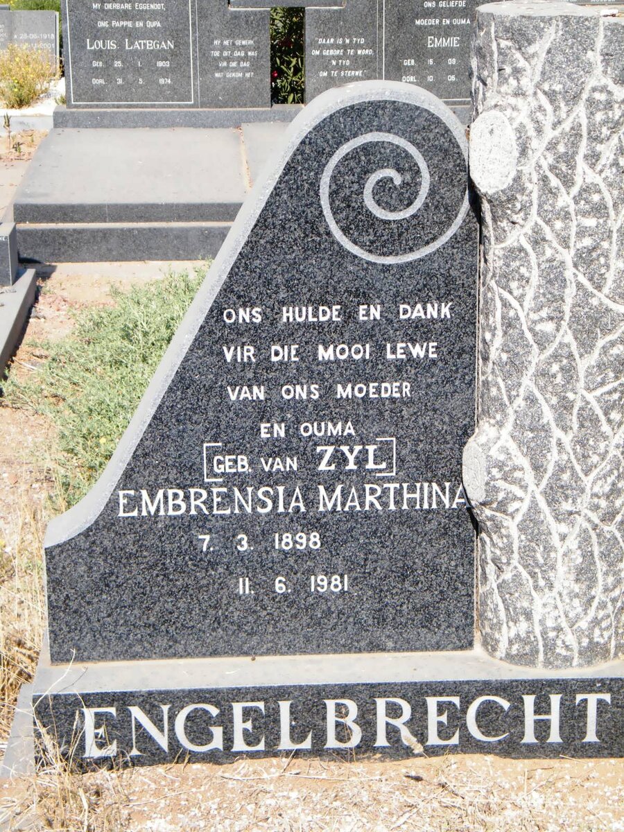 ENGELBRECHT Embrensia Marthina nee VAN ZYL 1898-1981