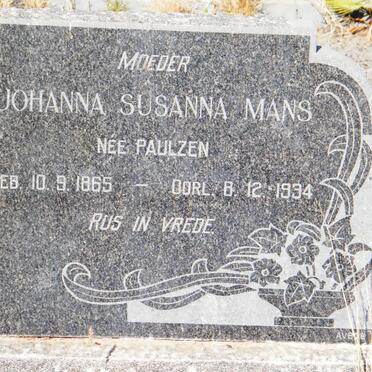 MANS Johanna Susanna nee PAULZEN 1865-1934