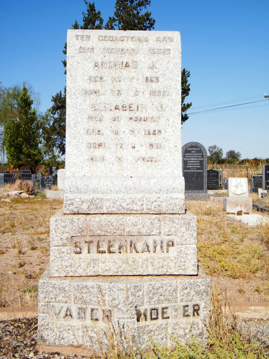 STEENKAMP Andrias J. 1863-1937 &amp; Elizabeth J. ?? 18??-1931