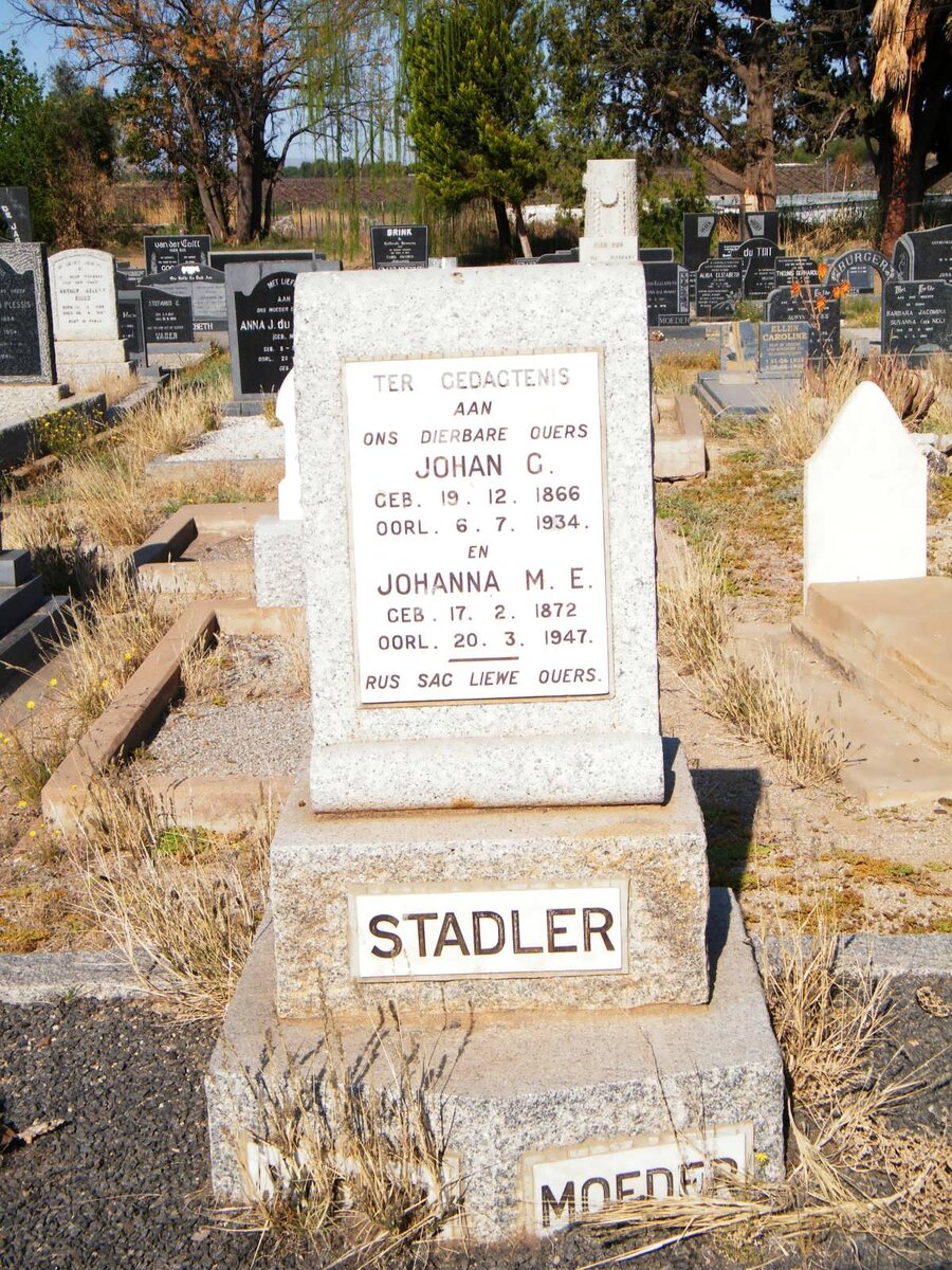 STADLER Johan C. 1866-1934 &amp; Johanna M.E. 1872-1947