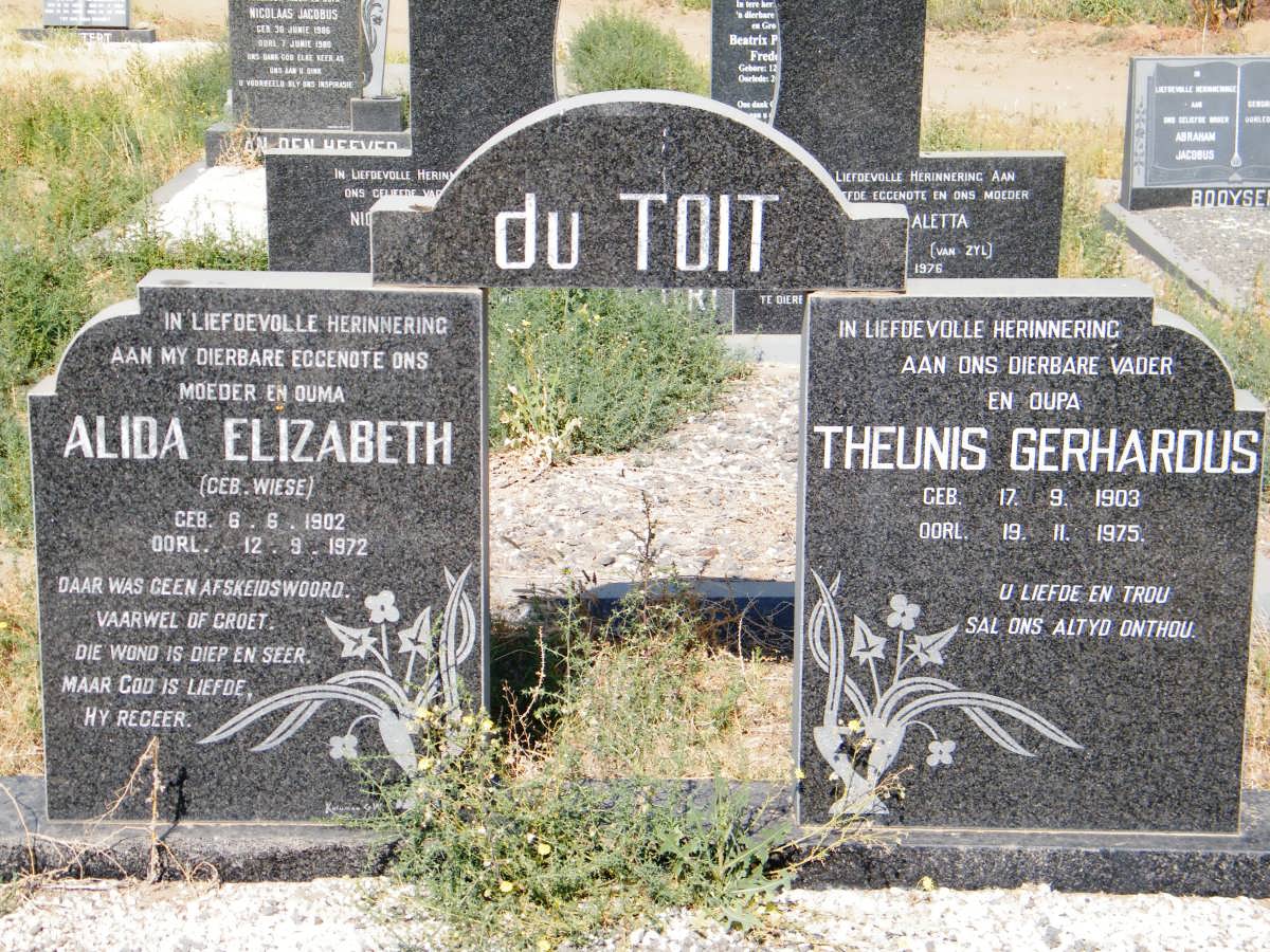TOIT Theunis Gerhardus, du 1903-1975 &amp; Alida Elizabeth WIESE 1902-1972