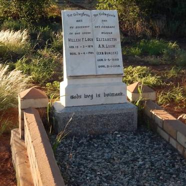 LOUW Willem F. 187?-1923 &amp; Elizabeth A.N. BURGER 1880-195?