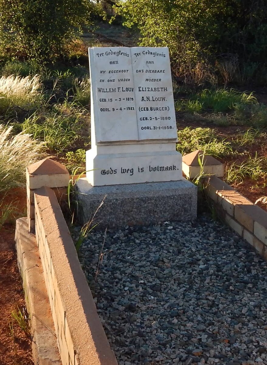 LOUW Willem F. 187?-1923 &amp; Elizabeth A.N. BURGER 1880-195?