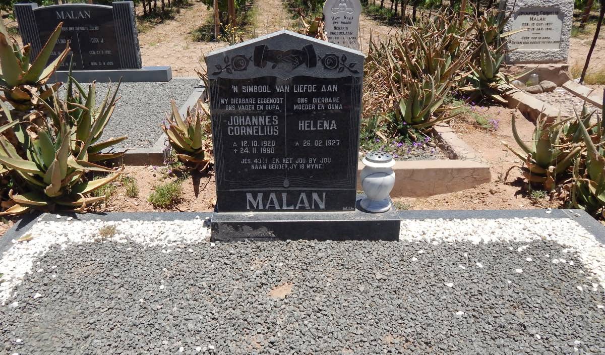MALAN Johannes Cornelius 1920-1990 &amp; Helena 1927-