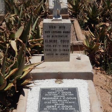 GOUS Gert J. 1908-1996 &amp; Fridrika J.C. MALAN 1918-2010