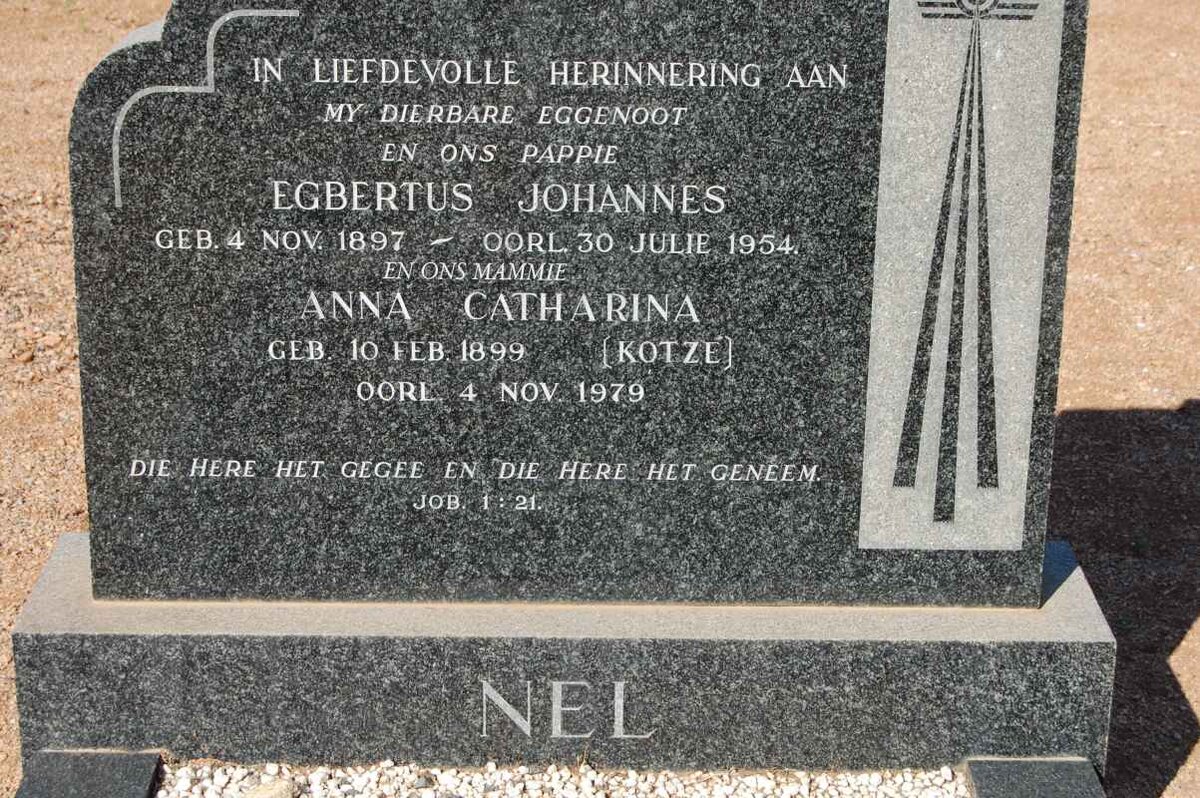 NEL Egbertus Johannes 1897-1954 &amp; Anna Catharina KOTZE -1979
