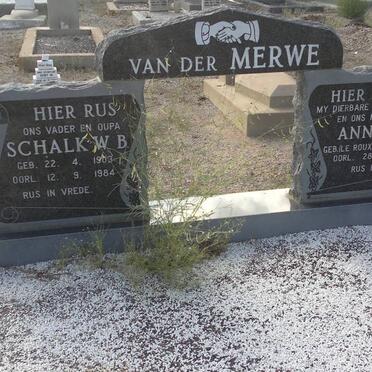 MERWE Schalk W.B., van der 1903-1984 &amp; Anna M. LE ROUX 1915-1962