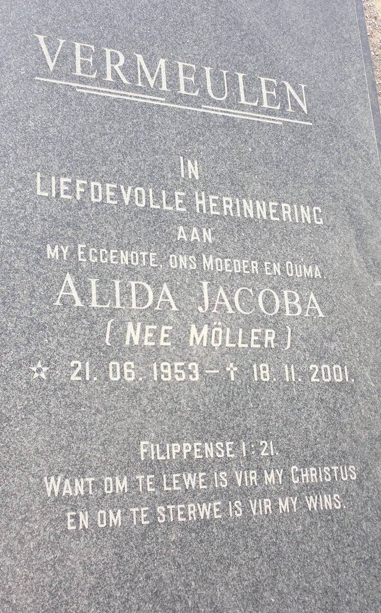 VERMEULEN Alida Jacoba nee MÖLLER 1953-2001