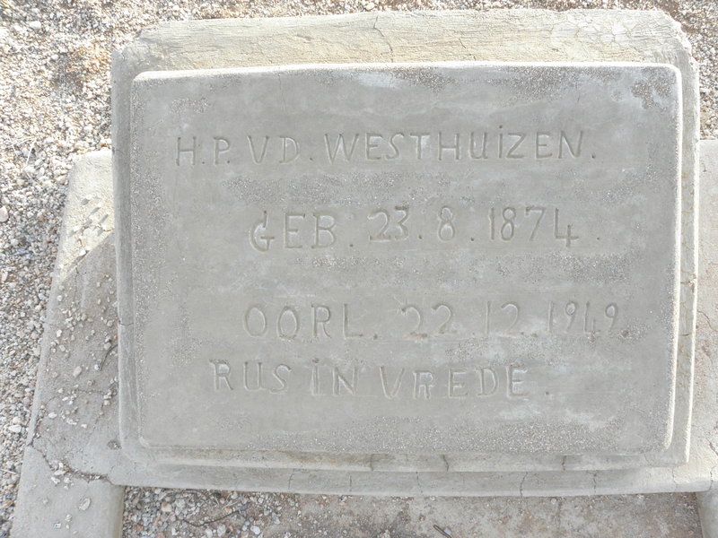 WESTHUIZEN H.P., v.d. 1874-1949