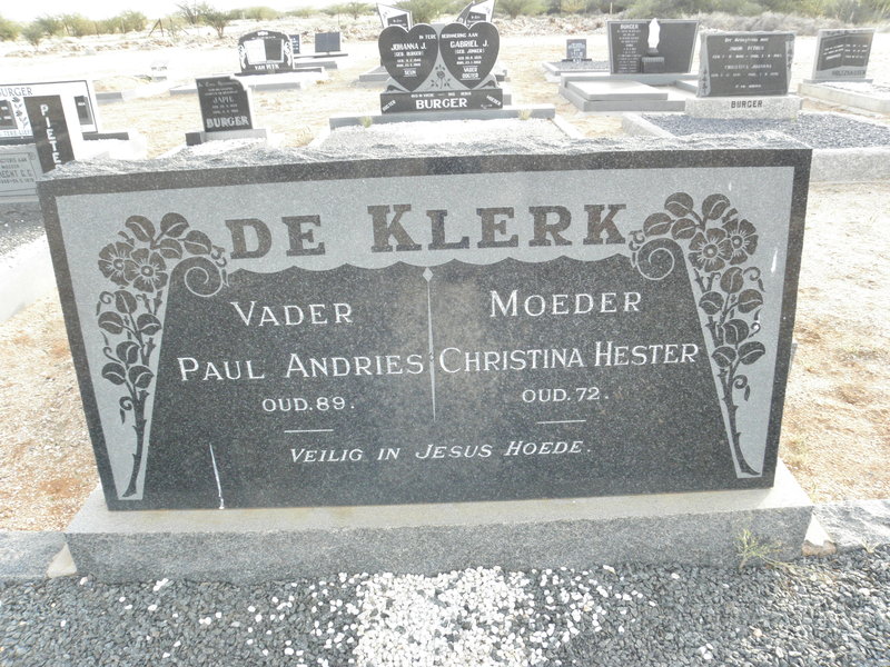 KLERK Paul Andries, de &amp; Christina Hester