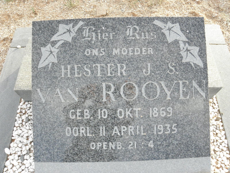 ROOYEN Hester J.S., van 1869-1935