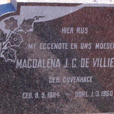 VILLIERS Magdalena J.C., de nee DUVENHAGE 1884-1960