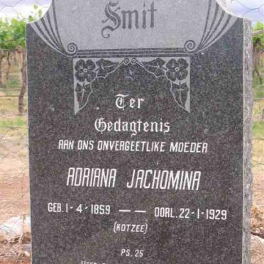 SMIT Adriana Jachomina née KOTZEE 1859-1929