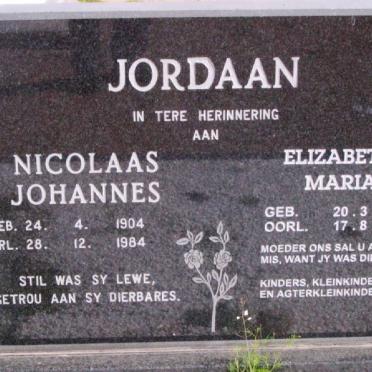 JORDAAN Nicolaas Johannes 1904-1984 &amp; Elizabeth Maria 1912-2001