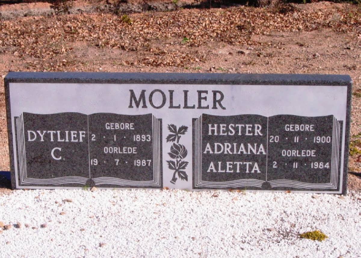 MOLLER Dytlief C, 1893-1987 &amp; Hester Adriana Aletta 1900-1984