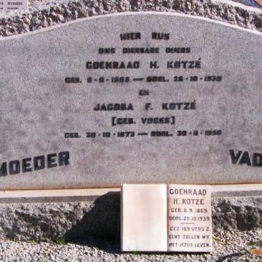 KOTZÉ Coenraad H. 1865-1939 &amp; Jacoba F. VOGES 1873-1956