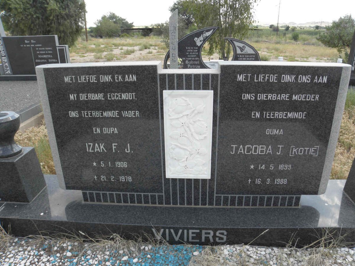 VIVIERS Izak F.J. 1906-1978 &amp; Jacoba J. 1899-1988