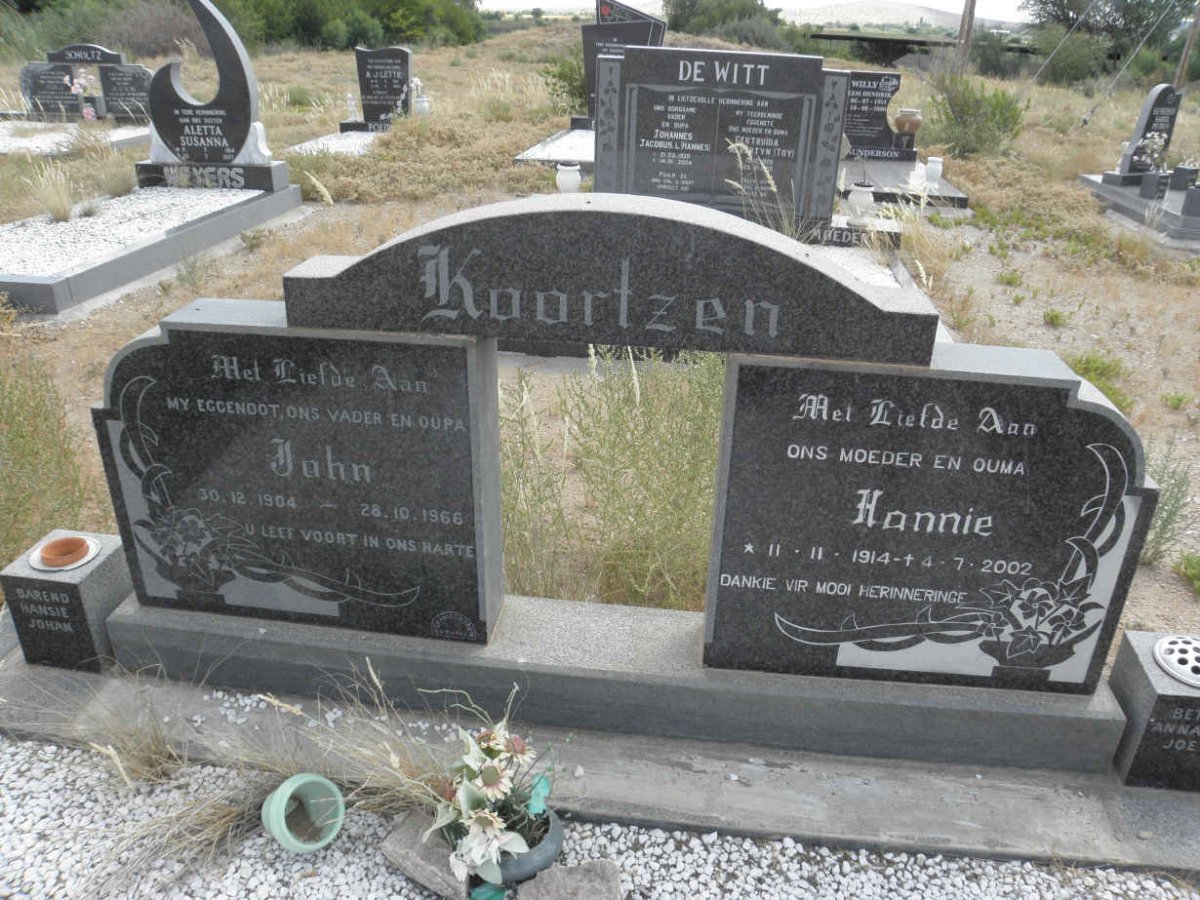KOORTZEN John 1904-1966 &amp; Hannie 1914-2002