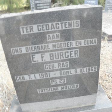 BURGER E.F. nee RAS 1901-1969