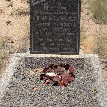HEERDEN Johanna E., van, previously NIEUWOUDT nee ROSSOUW 1883-1967