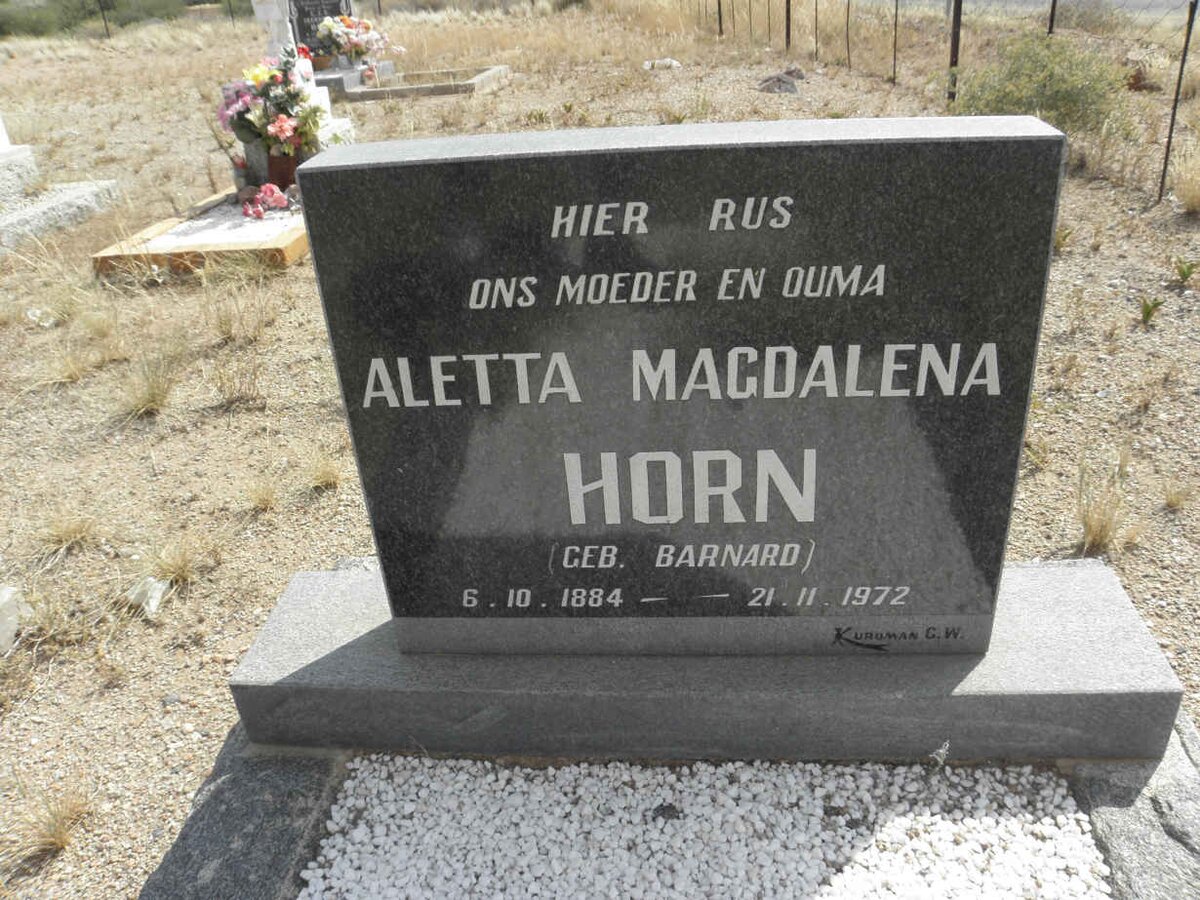 HORN Aletta Magdalena BARNARD 1884-1972