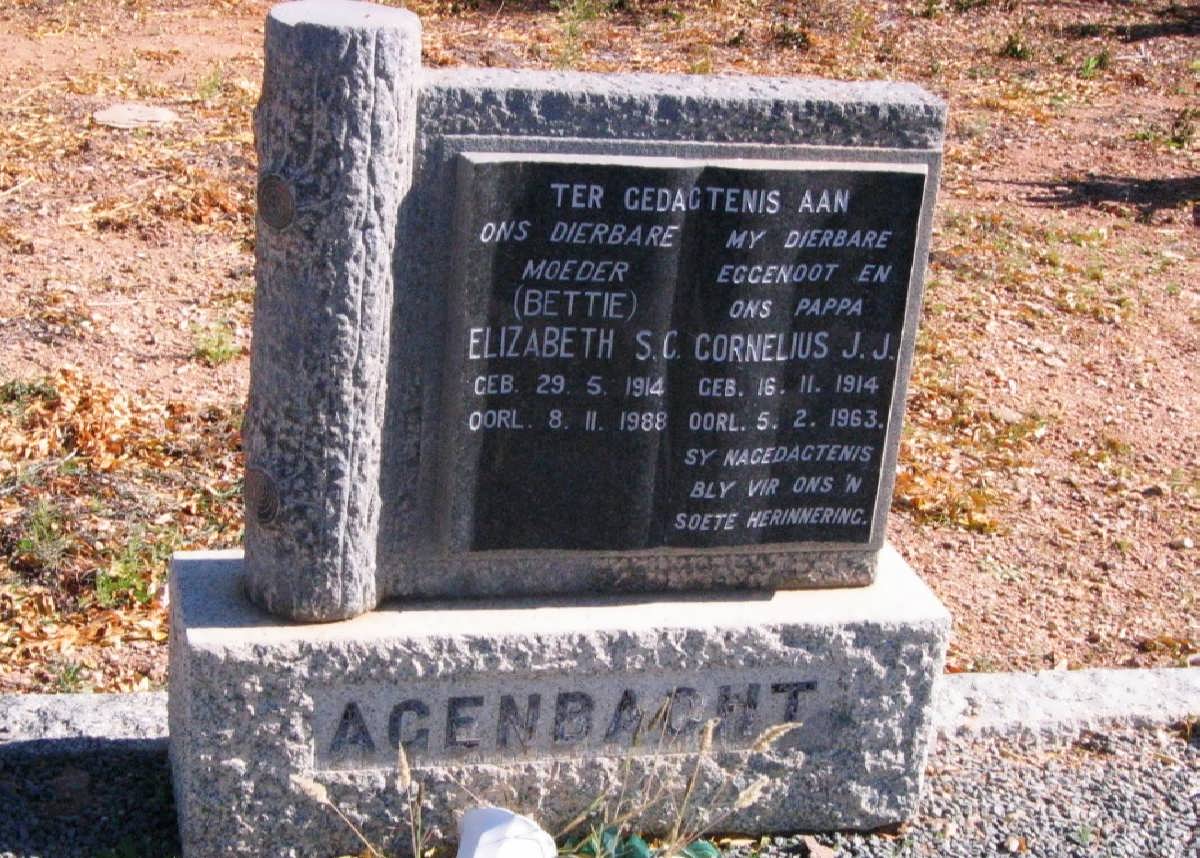 AGENBACHT  Cornelius J.J. 1914-1963 &amp; Elizabeth S.C. 1914-1988