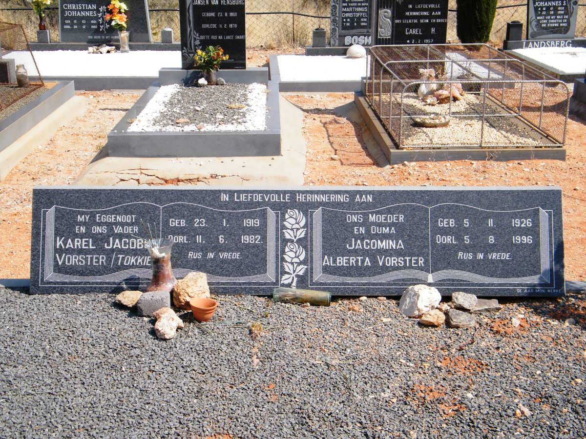 VORSTER Karel Jacobus 1919-1982 &amp; Jacomina Alberta 1926-1996
