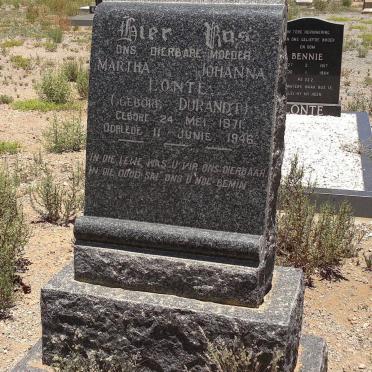 LONTE Martha Johanna nee DURANDT 1971-1946