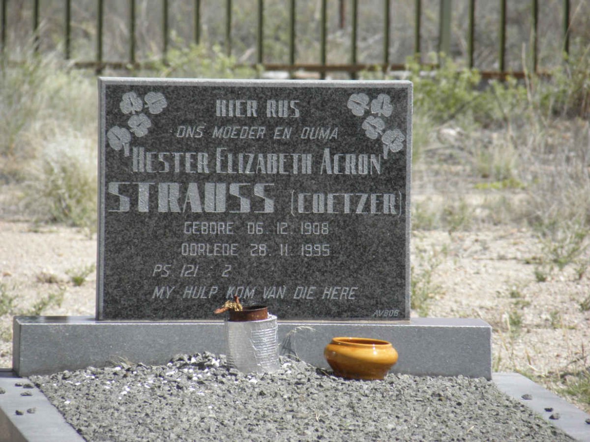 STRAUSS Hester Elizabeth Acron nee COETZER 1908-1995