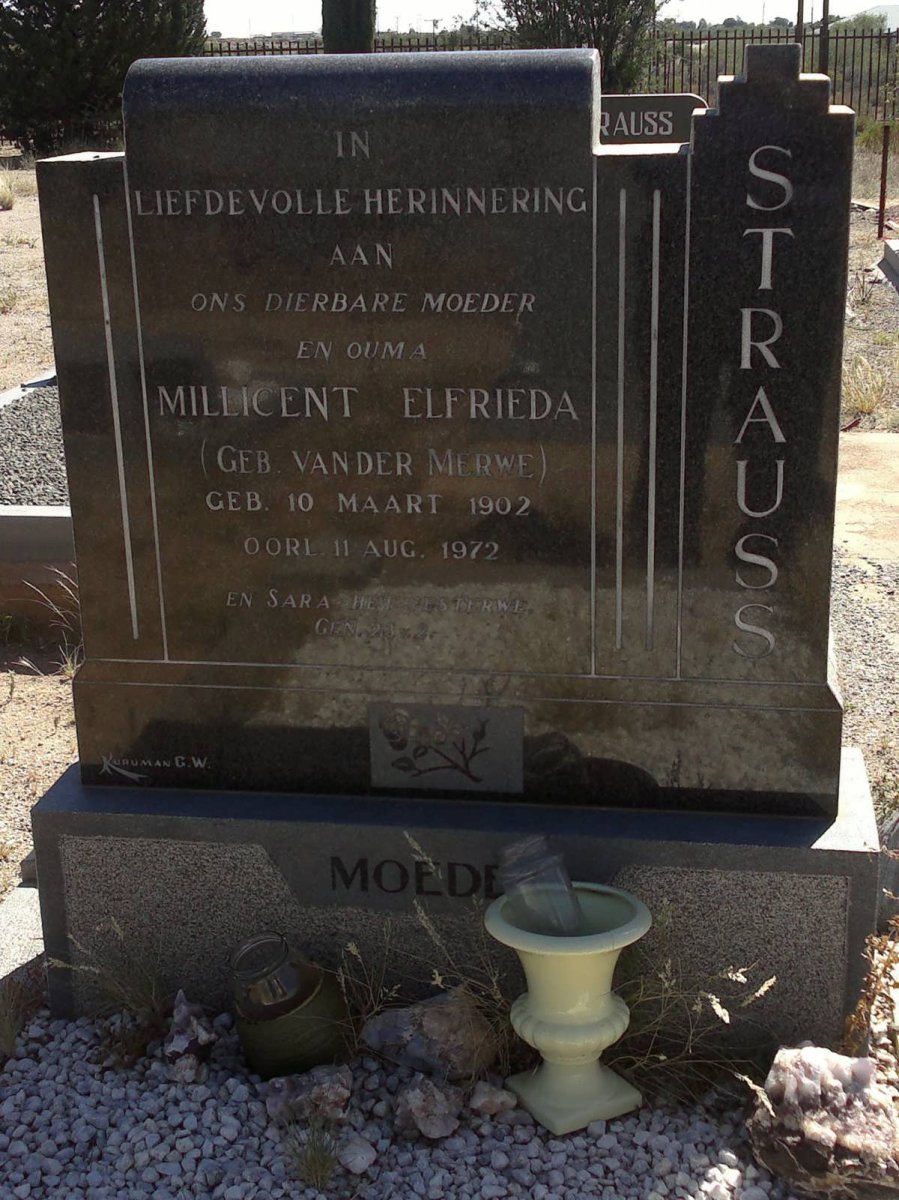 STRAUSS Millicent Elfrieda nee VAN DER MERWE 1902-1972