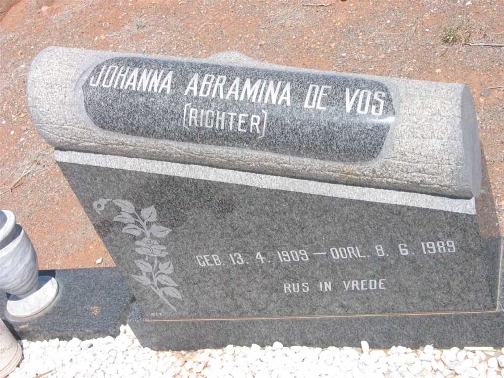VOS Johanna Abramina, de née RICHTER 1909-1989
