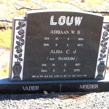LOUW Adriaan W.H. 1884-1972 &amp; Alida C.J. HANEKOM 1887-1975
