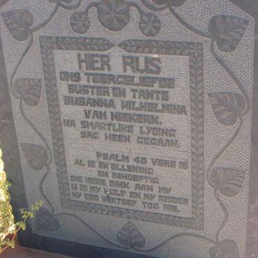NIEKERK Susanna Wilhelmina, van ? - ?