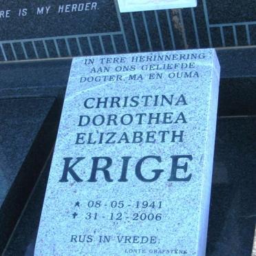 NIEKERK Cornelius V.N., van 1914-1982 &amp; Johanna Maria 1919-2012 :: KRIGE Christina Dorothea Elizabeth 1941-2006