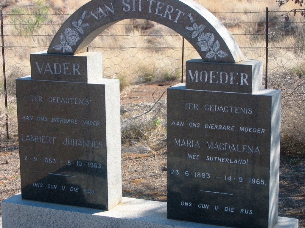 SITTERT Lambert Johannes, van 1883-1963 &amp; Maria Magdalena SUTHERLAND 1893-1965