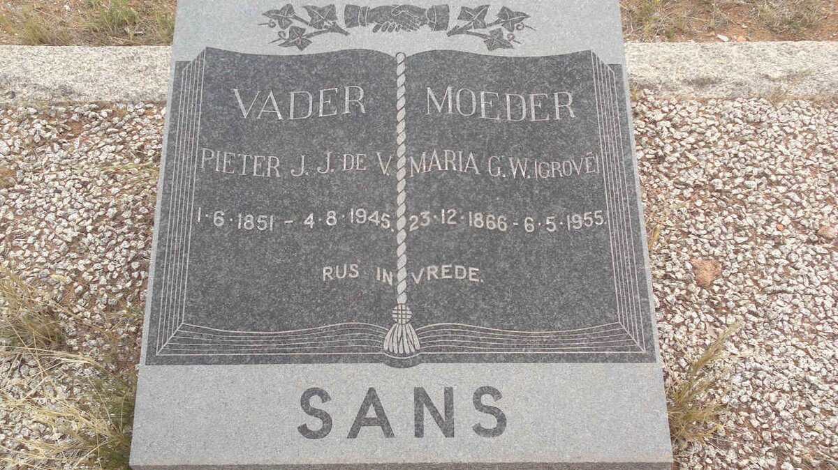 SANS Pieter J.J. de V. 1851-1945 &amp; Maria G.W. GROVE 1866-1955
