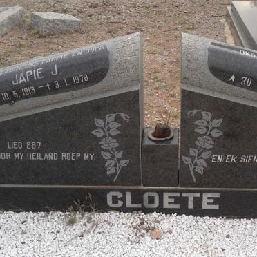 CLOETE Japie J. 1913-1978 &amp; Johanna 1910-1998