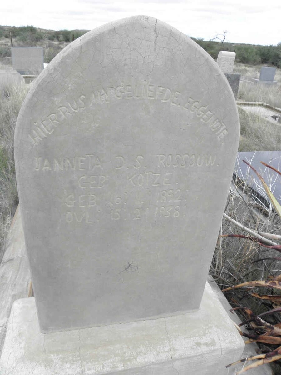 ROSSOUW Janneta D.S. nee KOTZE 1892-1938