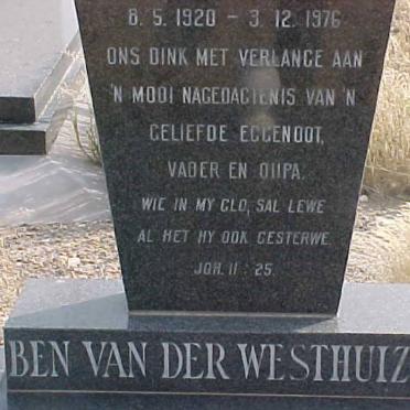 WESTHUIZEN Ben, van der 1920-1976 &amp; Helene 1924-2006