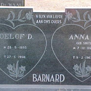 BARNARD Roelof D. 1893-1966 &amp; Anna S. SMITH 1895-1963
