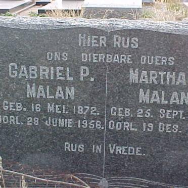 MALAN Gabriel P. 1872-1956 &amp; Martha E. 1865-1955