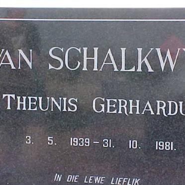 SCHALKWYK Theunis Gerhardus, van 1939-1981