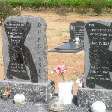 PLESSIS Charl Petrus, du 1921-1960 &amp; Magdalena Elizabeth Jacoba 1925-2006