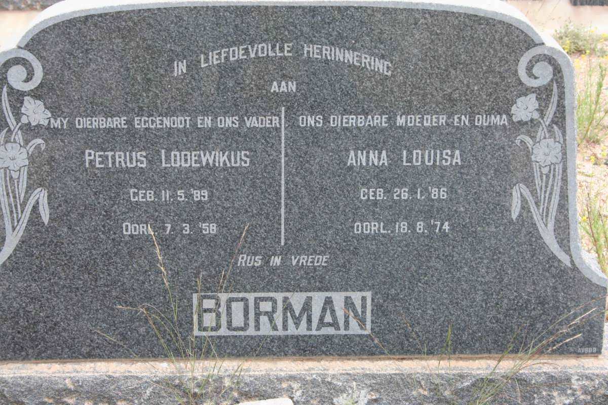 BORMAN Petrus Lodewikus 1889-1958 &amp; Anna Louisa 1886-1974