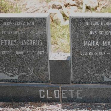 CLOETE Gert Petrus Jacobus 1900-1967 &amp; Maria Magdalena 1913-1973