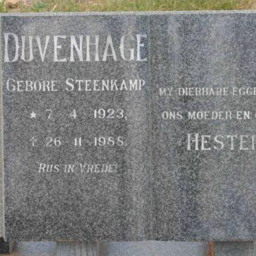 DUVENHAGE Hester nee STEENKAMP 1923-1988