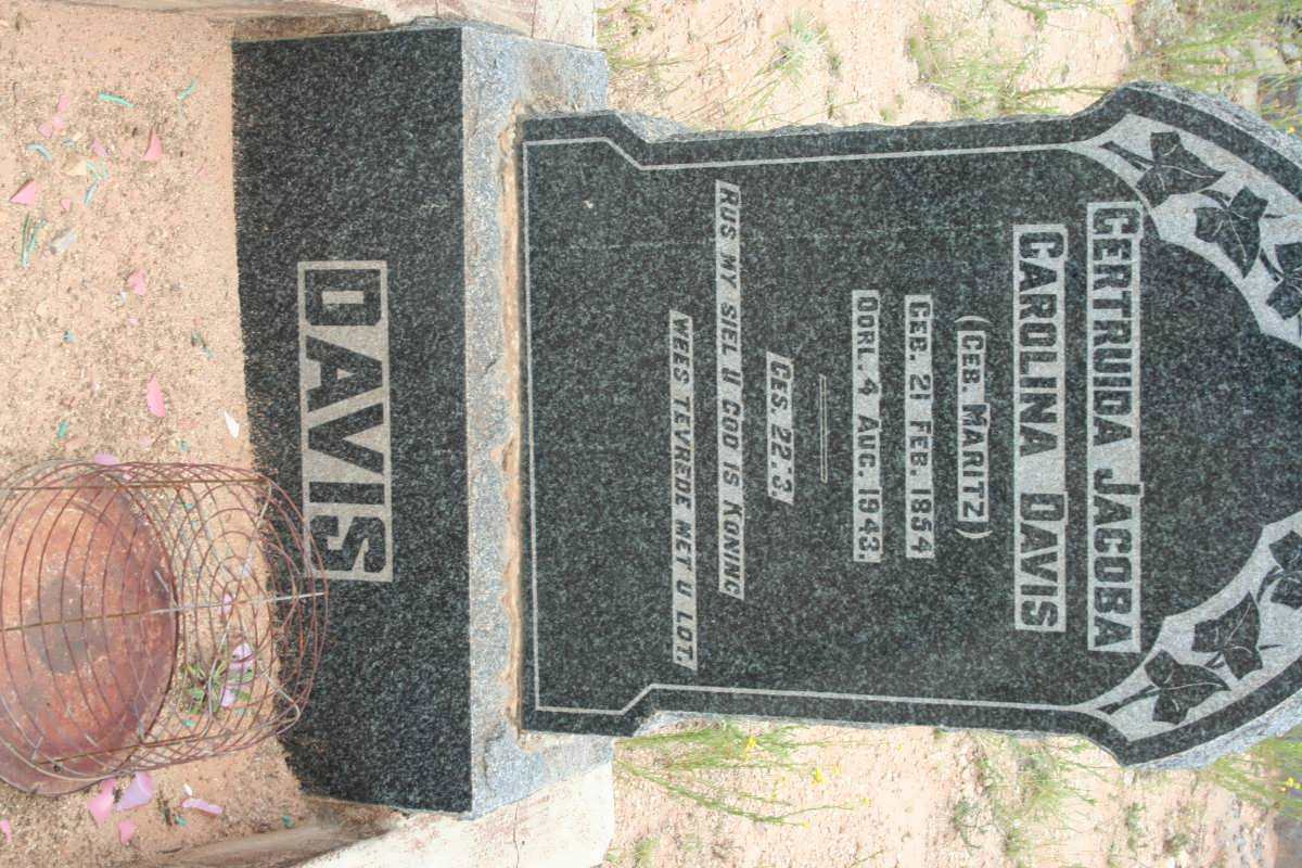 DAVIS Gertruida Jacoba Carolina nee MARITZ 1854-1943
