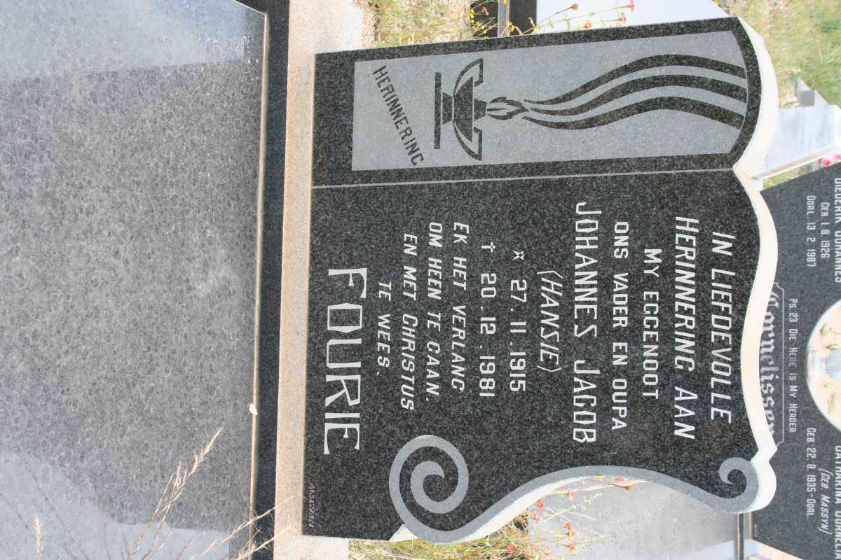 FOURIE Johannes Jacob 1915-1981