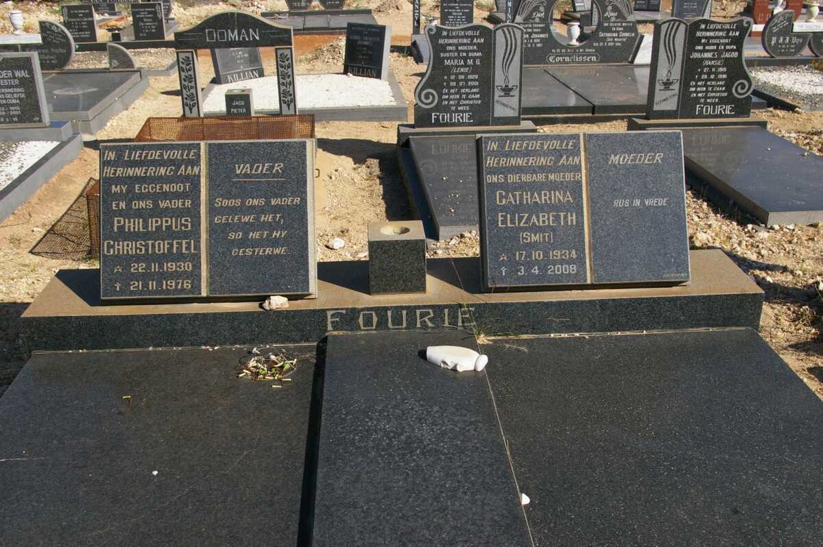 FOURIE Philippus Christoffel 1930-1976 &amp; Catharina Elizabeth SMIT 1934-2008