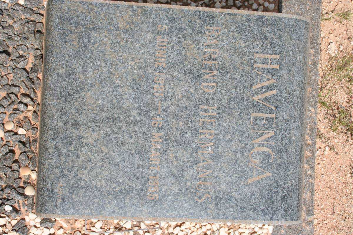 HAVENGA Barend Hermanus 1881-1955